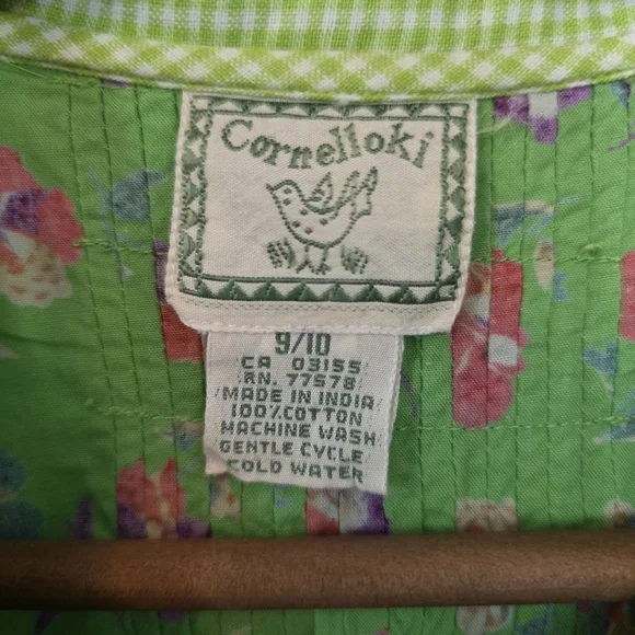 Vintage Cornelloki by April Cornell – Girls Size 9/10 – Green / Pansy Floral - Picture 8 of 8